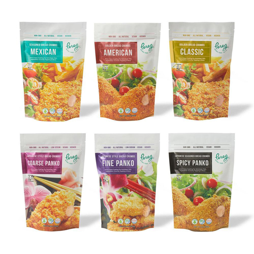 Pereg’s seasoned bread crumb collection just got even bigger with the introduction of three delicious new styles: Thai Sweet Chili Panko Crumbs, Whole Wheat Panko, and Golden Crisp Bread Crumbs Pereg’s seasoned bread crumb collection just got even bigger with the introduction of three delicious new styles: Thai Sweet Chili Panko Crumbs, Whole Wheat Panko, and Golden Crisp Bread Crumbs
