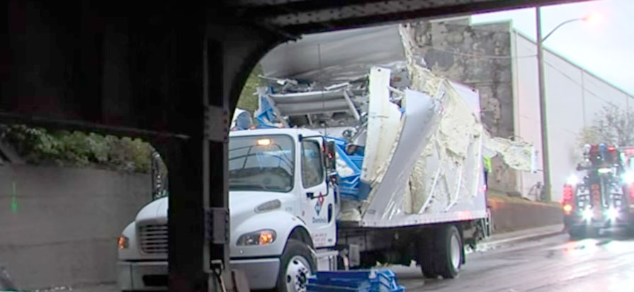 Domino's Pizza Truck Crashes; Scatters Rising Dough Across Road