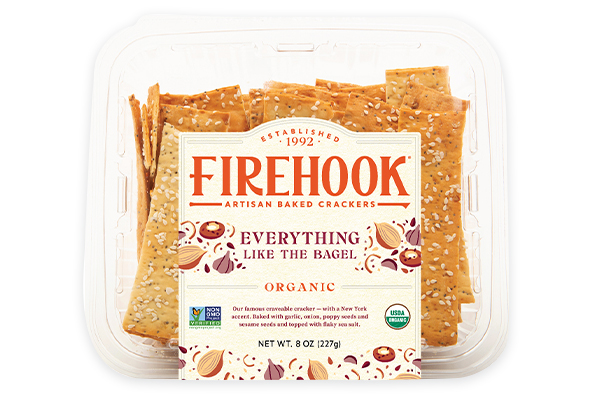 Retailers and foodservice providers at the show will get to interact with Firehook’s new look and taste some of its beloved artisanal crackers in partnership with other trendsetting brands in the specialty food arena