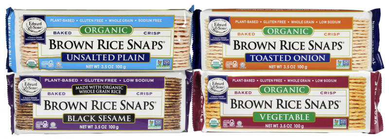 Edward & Sons Organic Brown Rice Snaps® have been recognized by Moms Across America as a safe gluten-free option