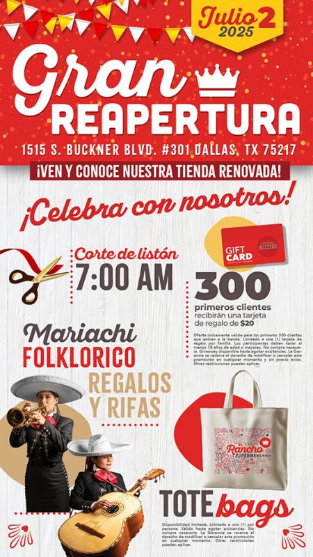 Heritage Grocers Group is excited to announce that its Texas-based banner, El Rancho Supermercado, will celebrate a grand reopening