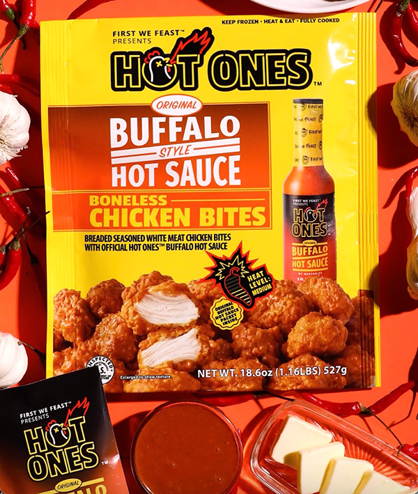 Partnering with John Soules Foods and FoodStory Brands, Hot Ones is putting its stamp on Buffalo Boneless Chicken Bites