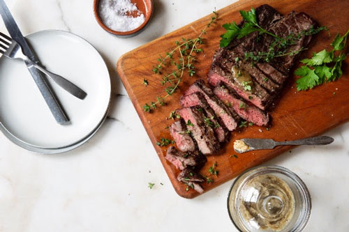 Pesto Bianco is delicious to spread on a steak