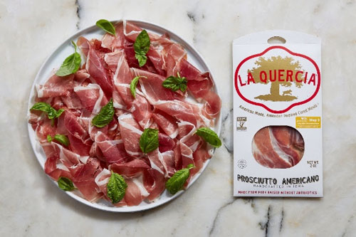 La Quercia, maker of hand-crafted cured meats, recently announced that its pre-sliced Americano prosciuttos are now made with non-GMO pork