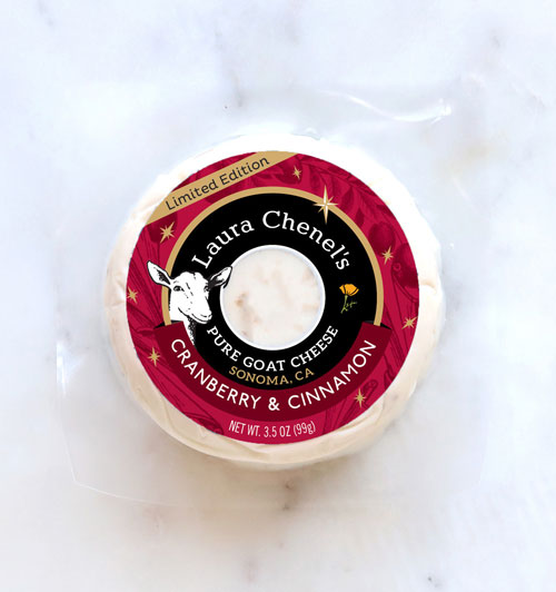 Order Laura Chenel's newest holiday item, Cranberry and Cinnamon Goat Brie, before the end of August