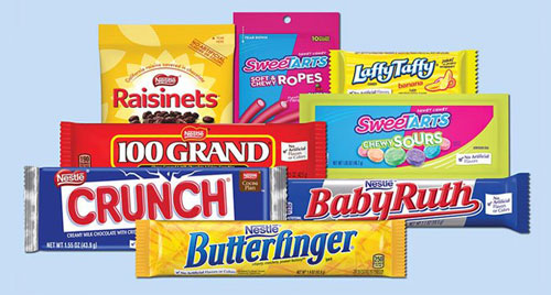 A portion of Nestlé's portfolio of confectionary products