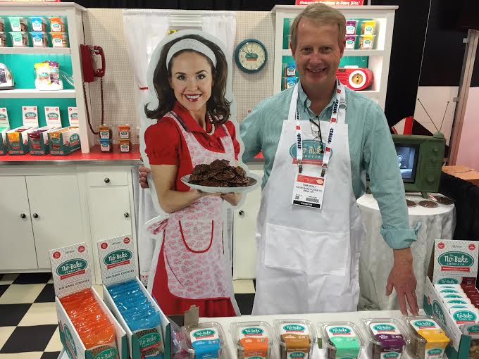 The No-Bake Cookie Co.'s Tom Healy shows off the new back to the 50s brand