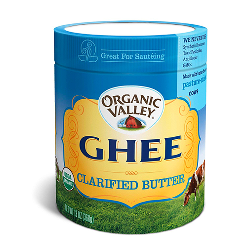 Otherwise known as clarified butter, ghee is lactose-free, high in fat, and has a higher smoke point than other traditional cooking oils