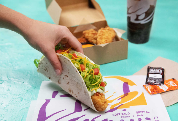 Taco Bell's new Crispy Tortilla Chicken can be wrapped up in a soft tortilla or dunked directly into a dipping sauce
